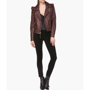 PAIGE -- Annika Moto Jacket, Dark Currant Leather